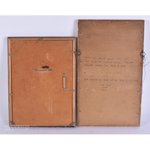 65 - TWO INDIAN PAINTED LEAF PAINTINGS. Largest 28cm x 18cm. (2)