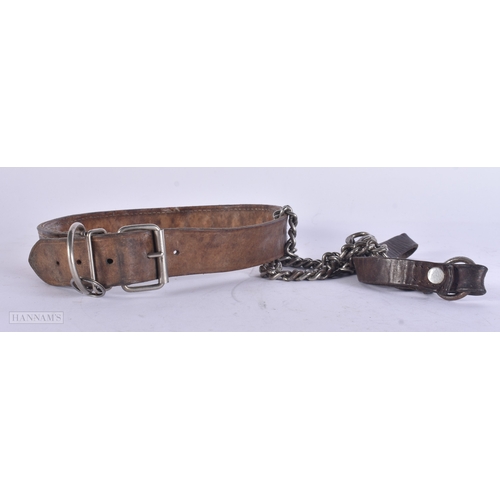 66 - A VINTAGE LEATHER BRUTALIST STUDWORK DOG COLLAR. 42 cm long.