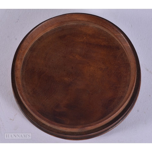 69 - GIBRALTAR/NAVAL INTEREST - AN EARLY 19TH CENTURY TREEN CARVED WOOD SNUFF BOX bearing label to interi... 
