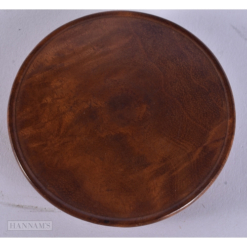 69 - GIBRALTAR/NAVAL INTEREST - AN EARLY 19TH CENTURY TREEN CARVED WOOD SNUFF BOX bearing label to interi... 