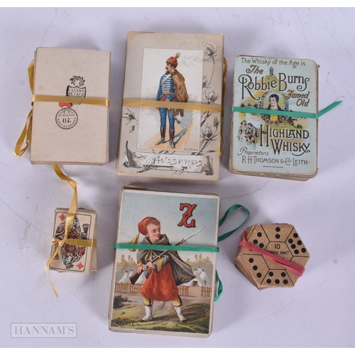 74 - FIVE PART SETS OF VINTAGE PLAYING CARDS and a set of miniature cards, including Devaud. (qty)