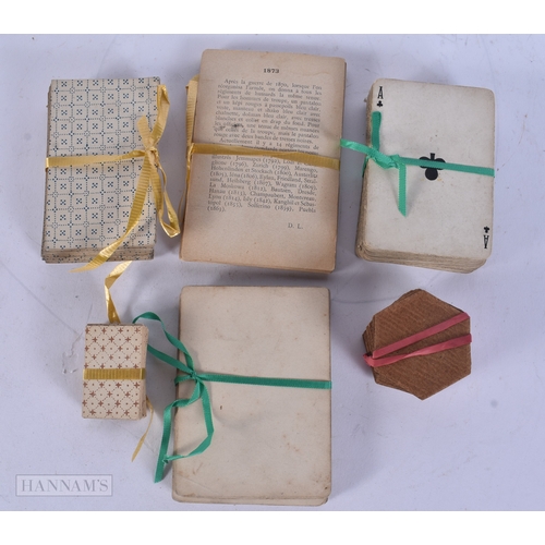 74 - FIVE PART SETS OF VINTAGE PLAYING CARDS and a set of miniature cards, including Devaud. (qty)