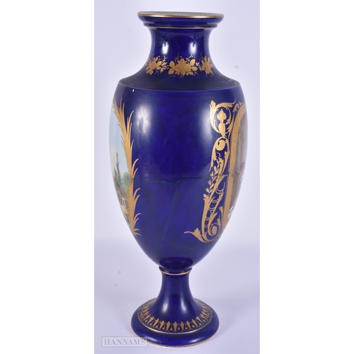 84 - A LARGE 19TH CENTURY FRENCH SEVRES STYLE PORCELAIN VASE painted with figures in an interior. 39 cm h... 