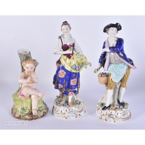 86 - A PAIR OF DRESDEN PLATES together with Continental figures etc. (qty)