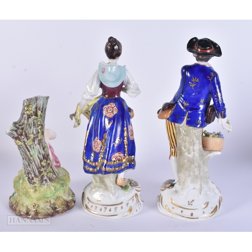 86 - A PAIR OF DRESDEN PLATES together with Continental figures etc. (qty)