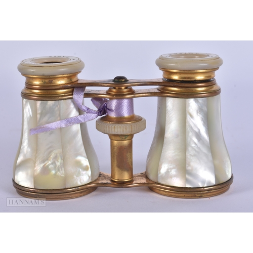 91 - A PAIR OF MOTHER OF PEARL OPERA GLASSES. 10 cm x 8 cm.