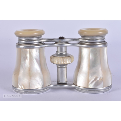 94 - A PAIR OF MOTHER OF PEARL OPERA GLASSES. 10 cm x 8 cm.