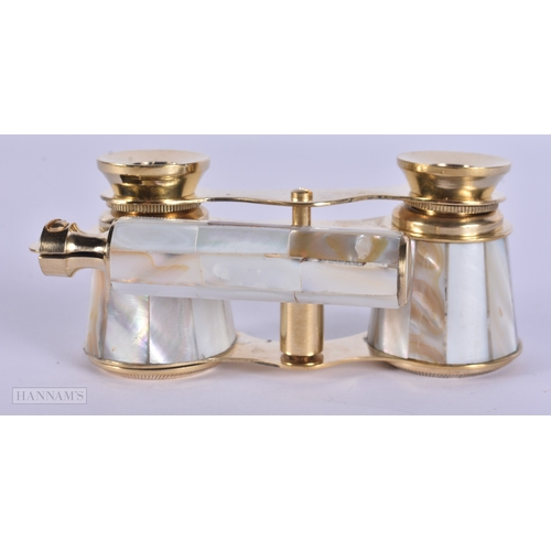 96 - A PAIR OF MOTHER OF PEARL OPERA GLASSES. 18cm extended.