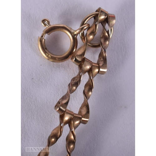 1133 - 9ct gold blue topaz set gate bracelet.  17cm long (2.8g)