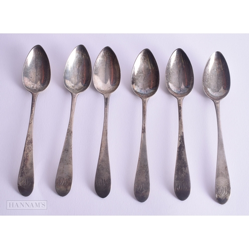 1140 - Six Georgian Silver Teaspoons Hallmarks Edinburgh by Alexander Henderson.  13.7cm x 2.6 cm, total we... 