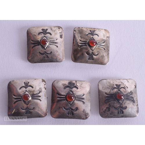1147 - Five Button Covers with Gem Inset.  2.2 cm x 2.2 cm, total weight 28g (5)