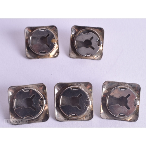 1147 - Five Button Covers with Gem Inset.  2.2 cm x 2.2 cm, total weight 28g (5)