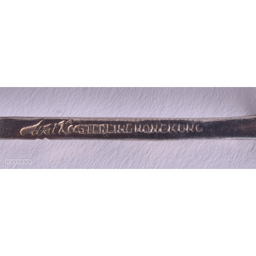1150 - Five Chinese Silver Spoons.  Stamped Hong Kong Silver.  10.6 cm x 2.1cm, total weight 49g