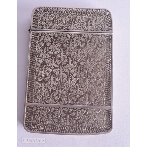1164 - .925 silver filigree calling card case 35g. 8.75 cm x 5.75 cm.