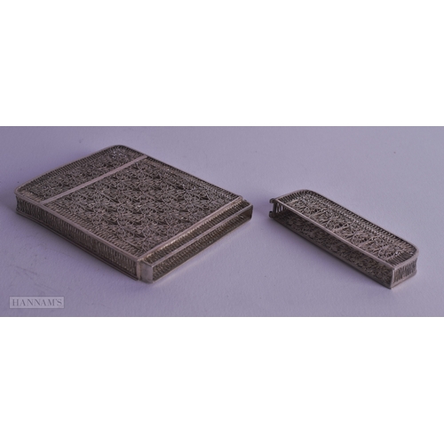 1164 - .925 silver filigree calling card case 35g. 8.75 cm x 5.75 cm.