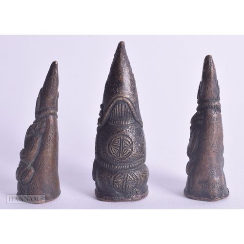 1183 - Antique Tibetan Bronze Seals. 124 grams. 6.25 cm x 2.25 cm. (3)