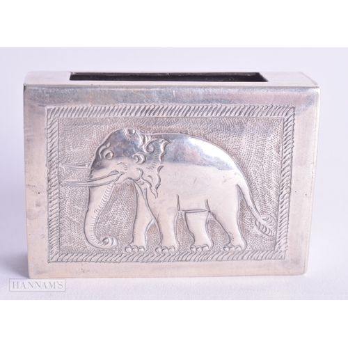 1193 - .930 silver middle eastern figural matchbox cover 32g. 2.25 cm x 5.5 cm.