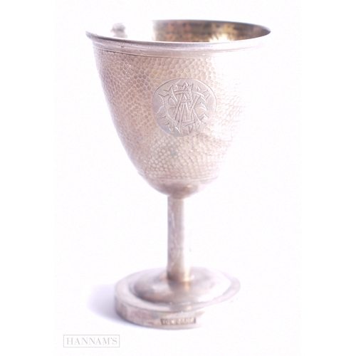1206 - Antique / Vintage Stamped .900 Japanese Silver Hammered Egg Cup (35g). 6.75 cm x 4.5 cm.