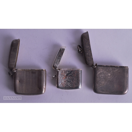 1212 - 3 x Antique Hallmarked .925 Sterling Silver Vesta Match Cases Inc Victorian 98g. (3)