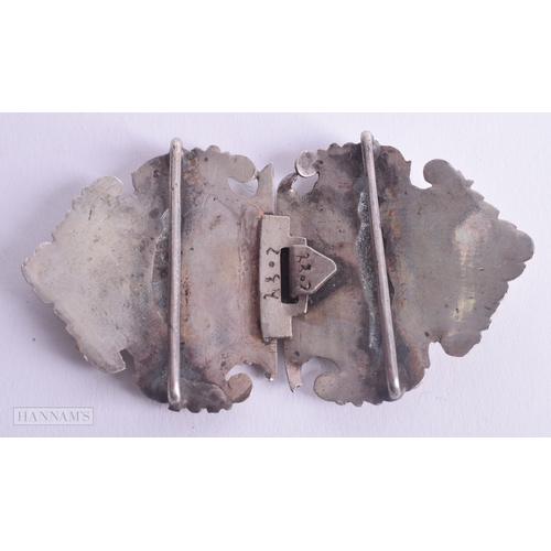 1223 - .800 silver middle eastern vanity belt buckle 45g. 9 cm x 5 cm.