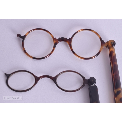 1227 - TWO PAIRS OF LORGNETTES. 41 grams. 18cm long. (2)