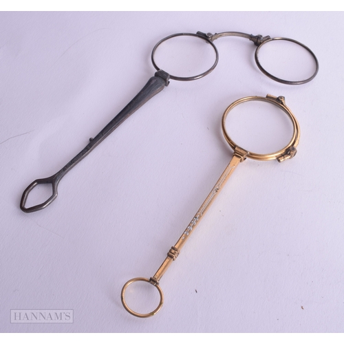 1228 - TWO PAIRS OF LORNETTES. 54 grams. 15.25 cm long. (2)