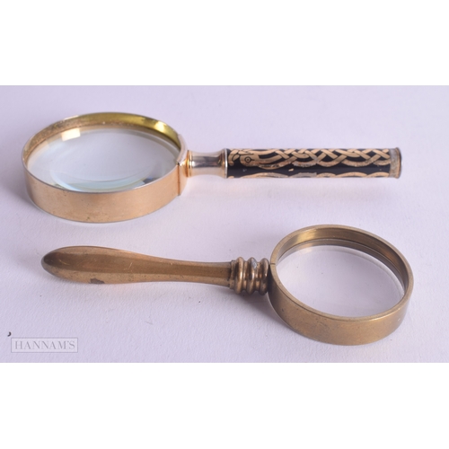 1241 - TWO MAGNIFYING GLASSES. Largest 9 cm long. (2)