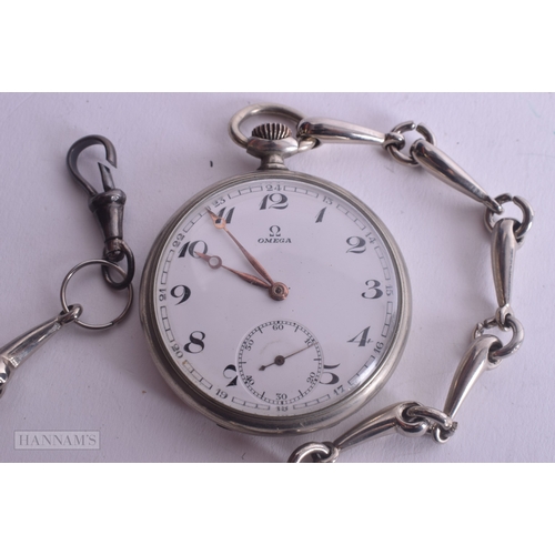 1242 - Vintage Omega Open Face Pocket Watch Hand-Wind Working. 4.75 cm wide.