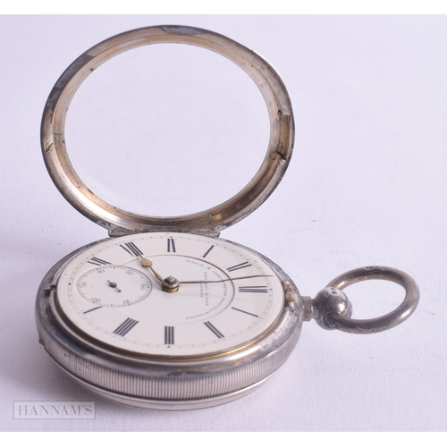 1247 - Antique 925 Silver Fusee Pocket Watch Key-Wind Spares/Repairs. Chester 1888. 149 grams. 5.25 cm wide... 