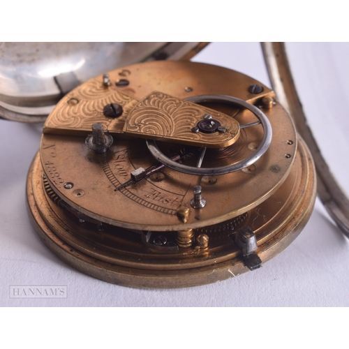 1257 - Antique 925 Silver Fusee Pocket Watch Key-Wind Spares/Repairs. London 1860. 141 grams. 5.5 cm wide.