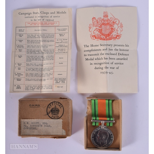 1260 - Boxed WW2 War & Defence Medals Inc RAF, Army. (4)