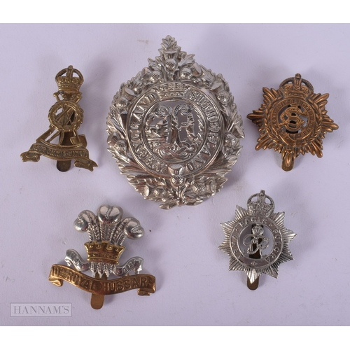 1279 - Military Cap Badges Inc A&SH, Royal Marines, Hussars. (12)