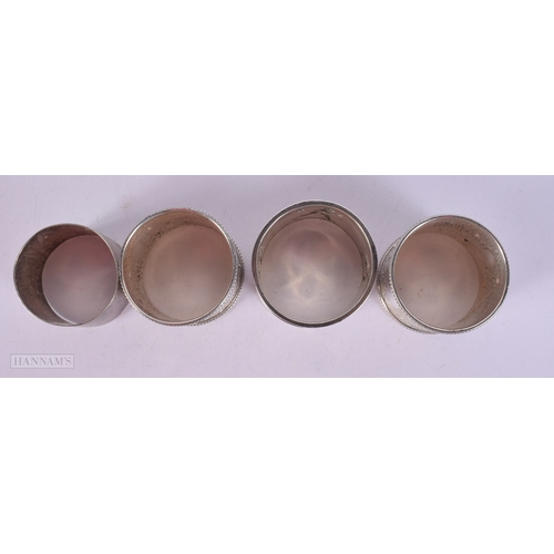 1293 - 4 x .925 sterling silver napkin rings inc Victorian, figural 108g. (4)