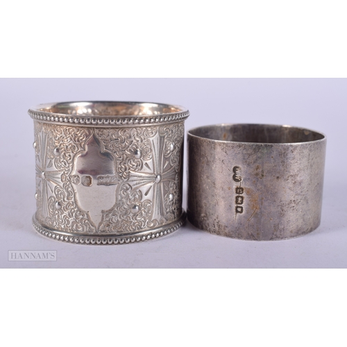 1293 - 4 x .925 sterling silver napkin rings inc Victorian, figural 108g. (4)