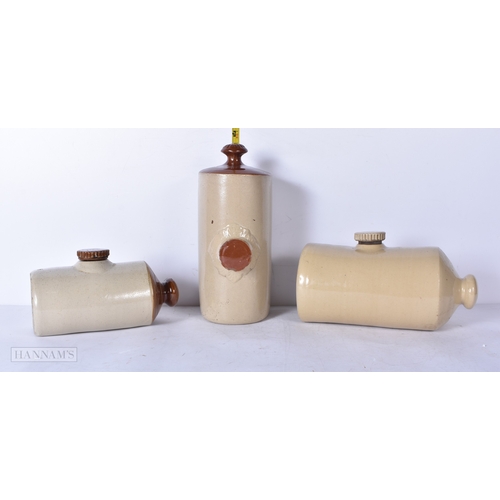 3001 - A collection of Antique  stoneware bed warmers 28cm (3)