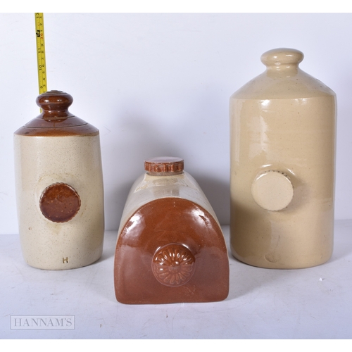 3001 - A collection of Antique  stoneware bed warmers 28cm (3)