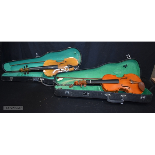 3002 - A cased  Stentor violin together with another cased Lark Violin (2)