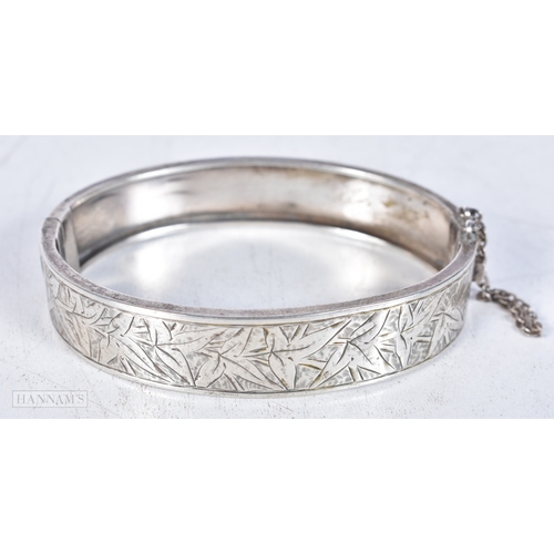 3005 - A gilt metal filigree bracelet together with 2 white metal bracelets 7cm (3)