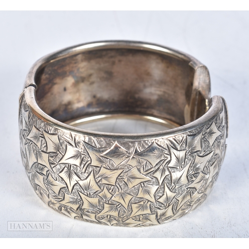 3005 - A gilt metal filigree bracelet together with 2 white metal bracelets 7cm (3)