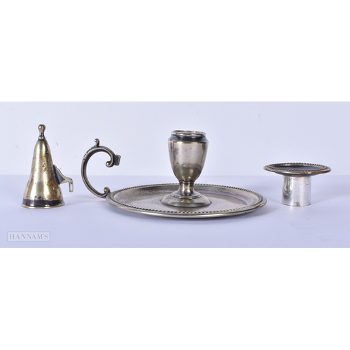 3023 - An antique silver plate chamberstick 7 x 15cm.