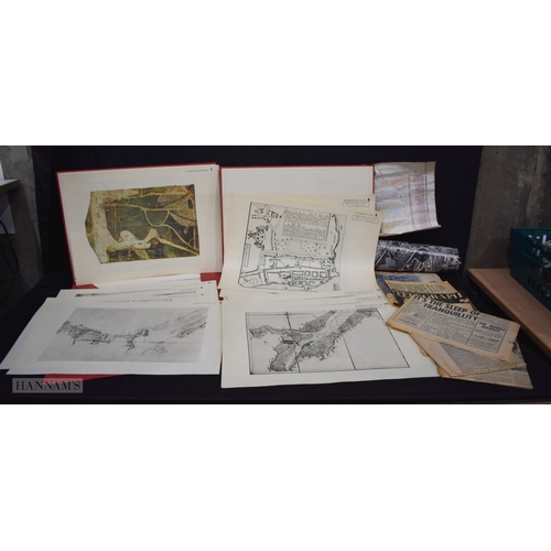 3030 - A collection of 1960's newspapers, some relating to the Moon landings, aerial photographs of Southam... 