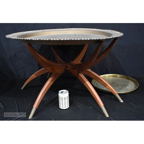 3034 - A large Chinese brass tray together with a Central Asian brass tray 75cm (2)