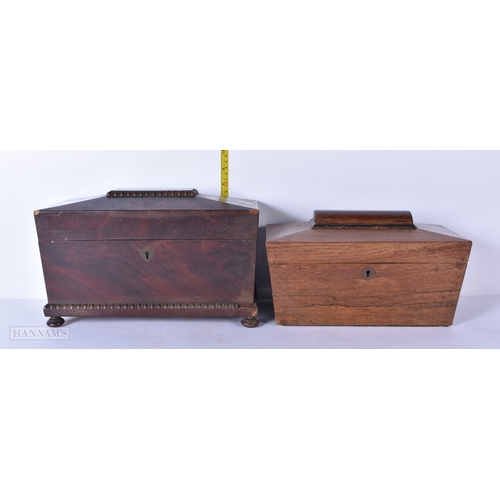 3039 - A 19th Century Burr veneer caddy together with another caddy 21 x 32cm (2).