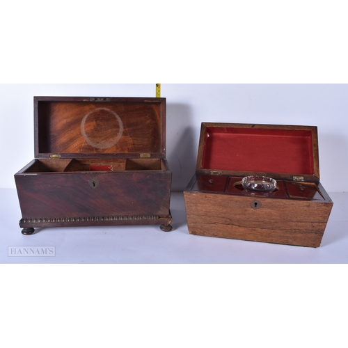 3039 - A 19th Century Burr veneer caddy together with another caddy 21 x 32cm (2).
