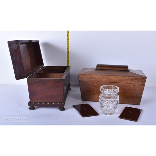 3039 - A 19th Century Burr veneer caddy together with another caddy 21 x 32cm (2).