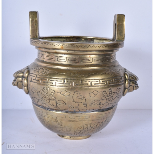 3049 - A Chinese bronze Censer decorated with Dragon 16 x 15cm