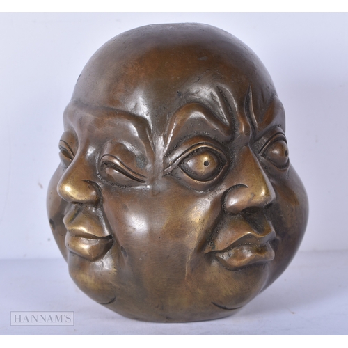 3052 - A Chinese bronze 4 face Buddha head 12cm