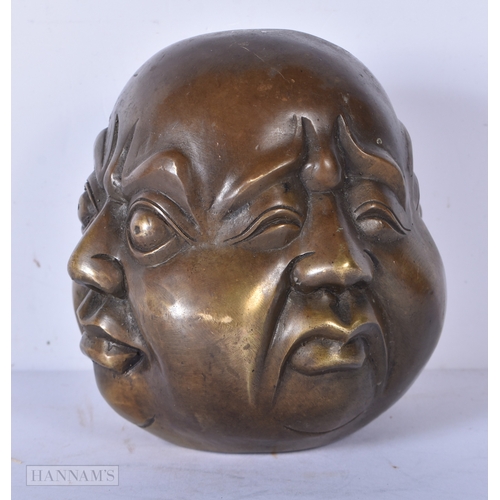 3052 - A Chinese bronze 4 face Buddha head 12cm