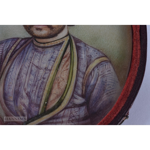 26 - Indian School (19th Century) Watercolour, Portrait. 11 cm x 9.25 cm.