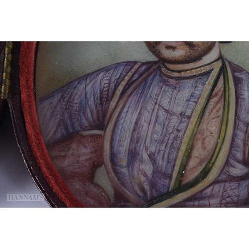 26 - Indian School (19th Century) Watercolour, Portrait. 11 cm x 9.25 cm.